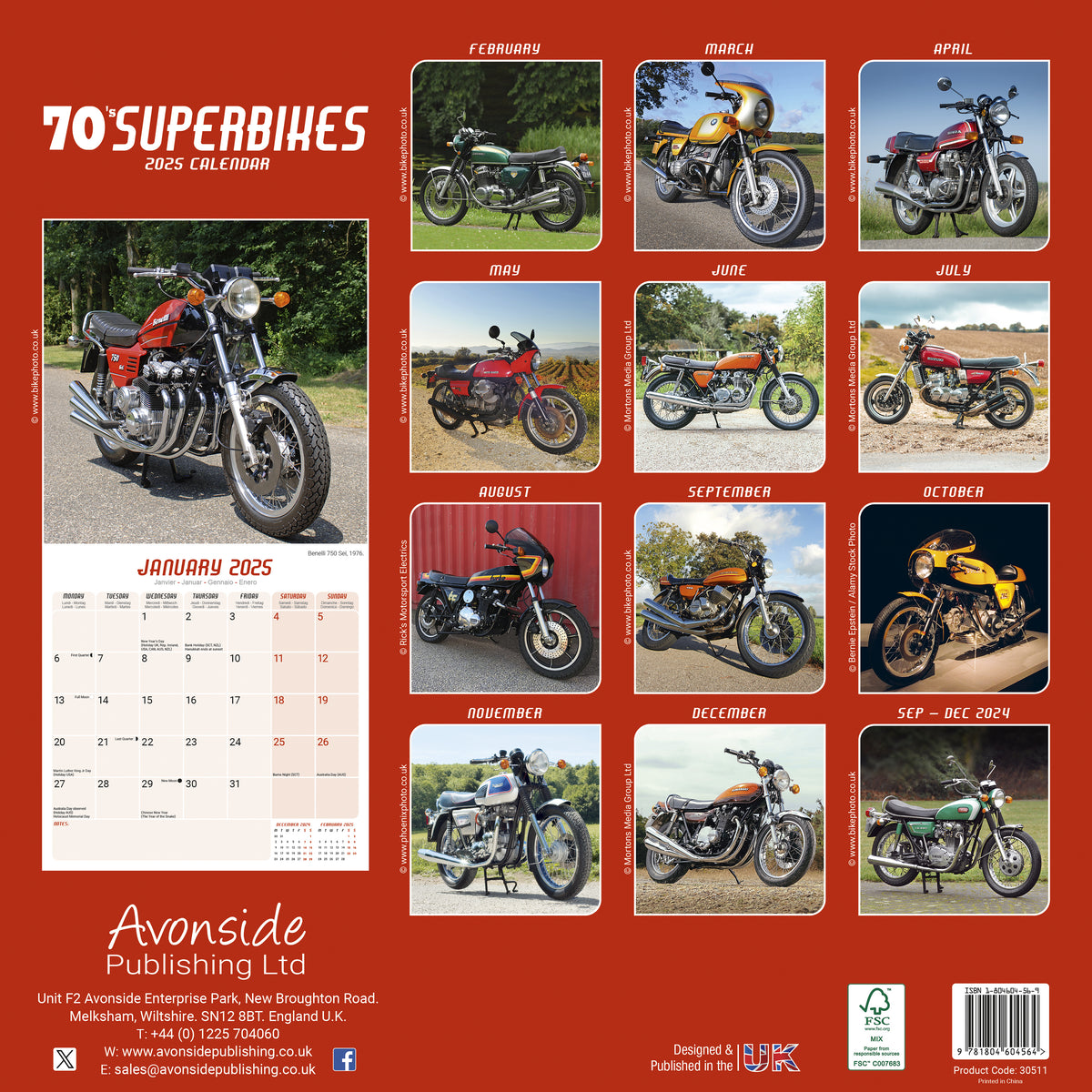 70's Superbikes Calendar 2025 – Avonside Publishing Ltd