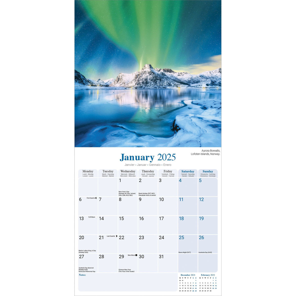 Northern Lights Calendar 2025 Avonside Publishing Ltd