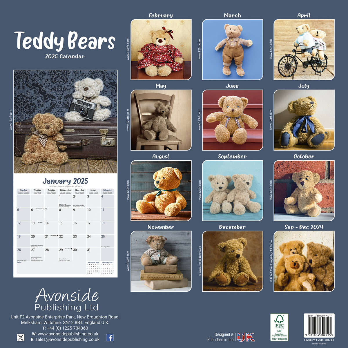 Teddy Bears Calendar 2025 Avonside Publishing Ltd