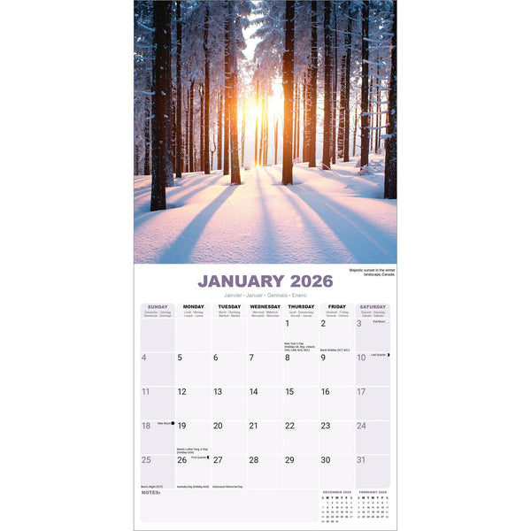 Sunsets Calendar 2026