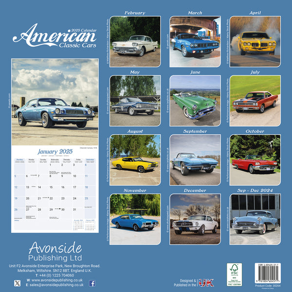 American Classic Cars Calendar 2025