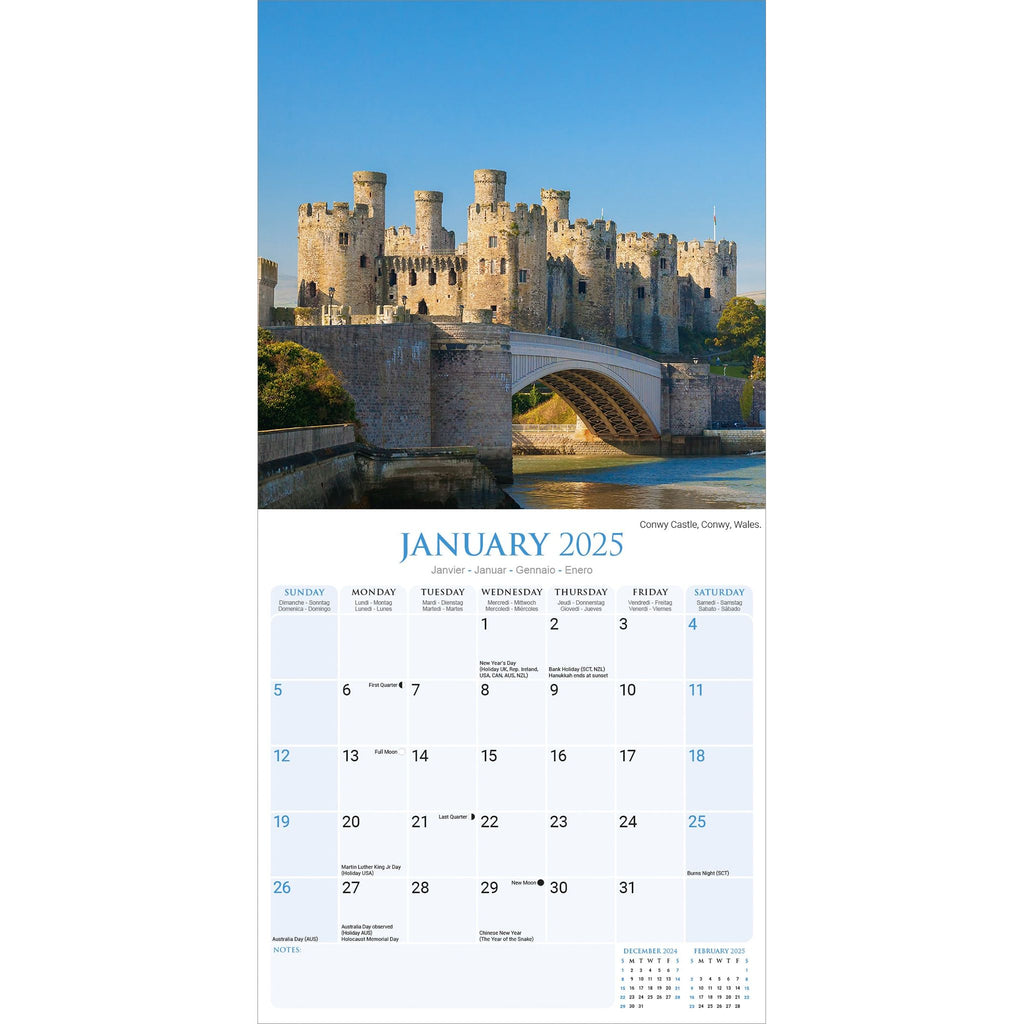 Castles Calendar 2025 Avonside Publishing Ltd