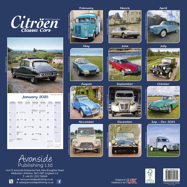 Citroen Classic Cars Calendar 2025