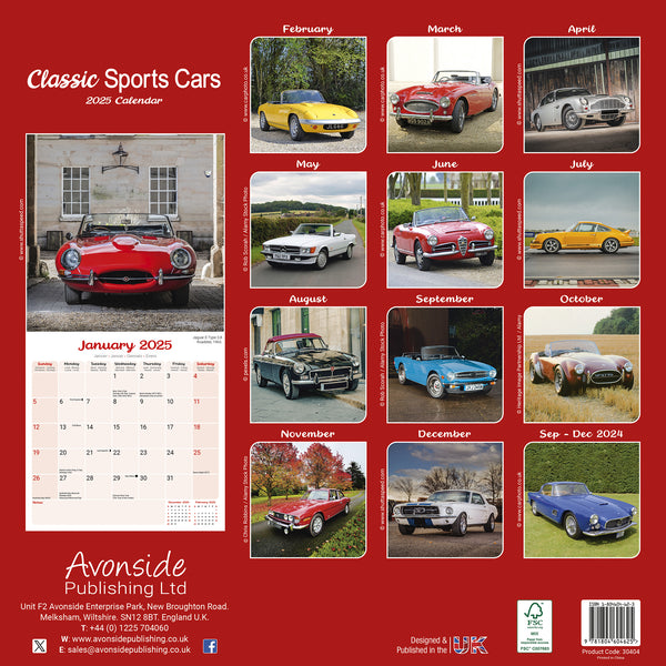 Classic Sports Cars Calendar 2025