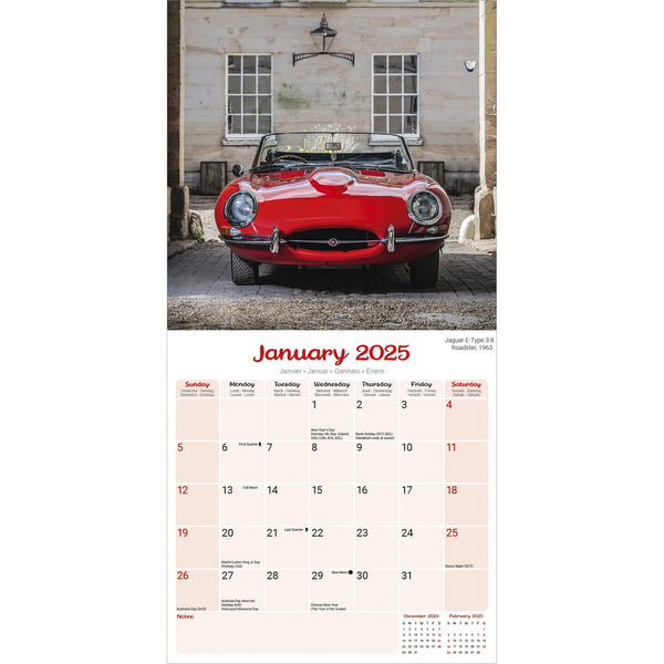 Classic Sports Cars Calendar 2025