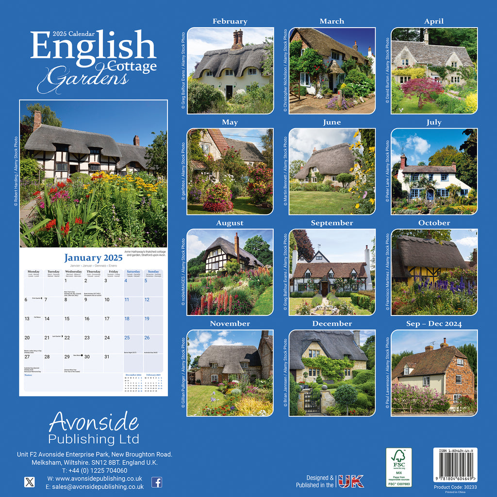 English Gardens Calendar 2025 Avonside Publishing Ltd English Gardens Calendar 2025