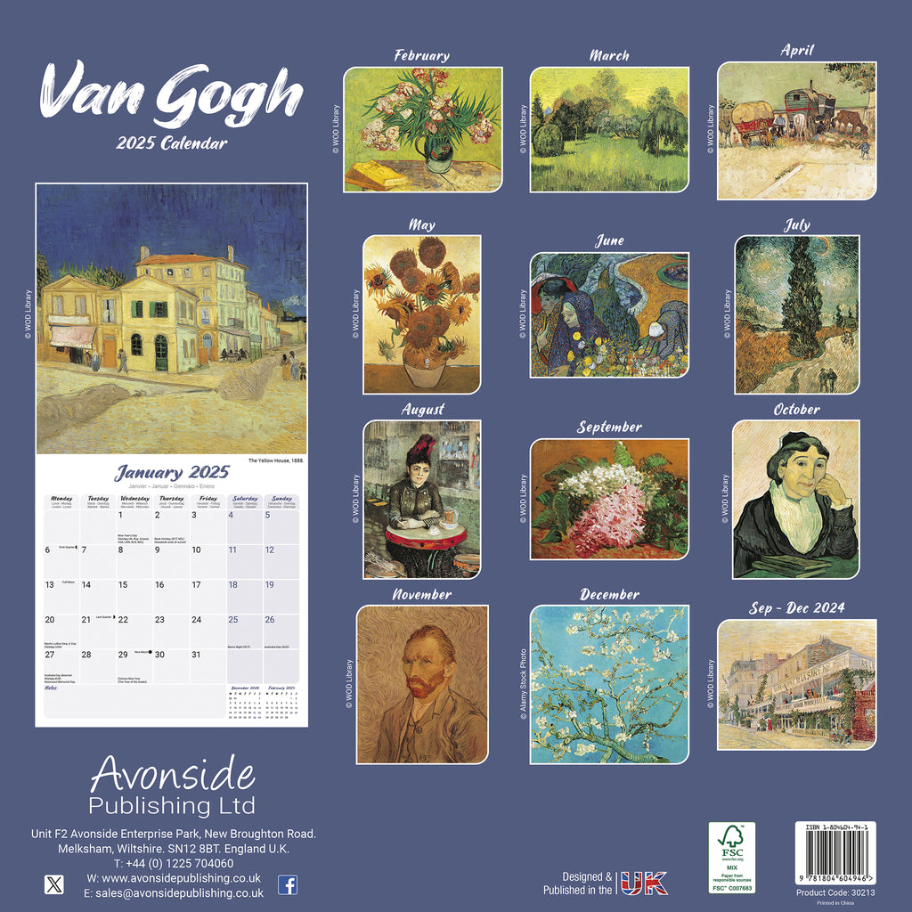 Van Gogh Calendar 2025 Avonside Publishing Ltd Calendar 2025 Van Gogh