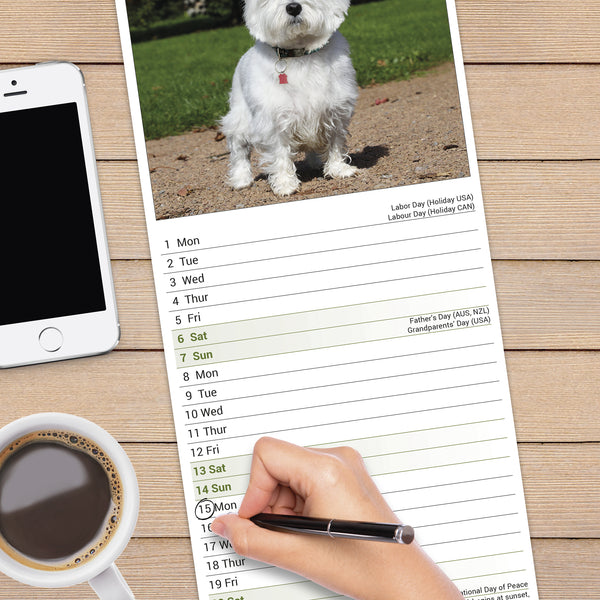 West Highland White Terrier Calendar 2025 Slimline