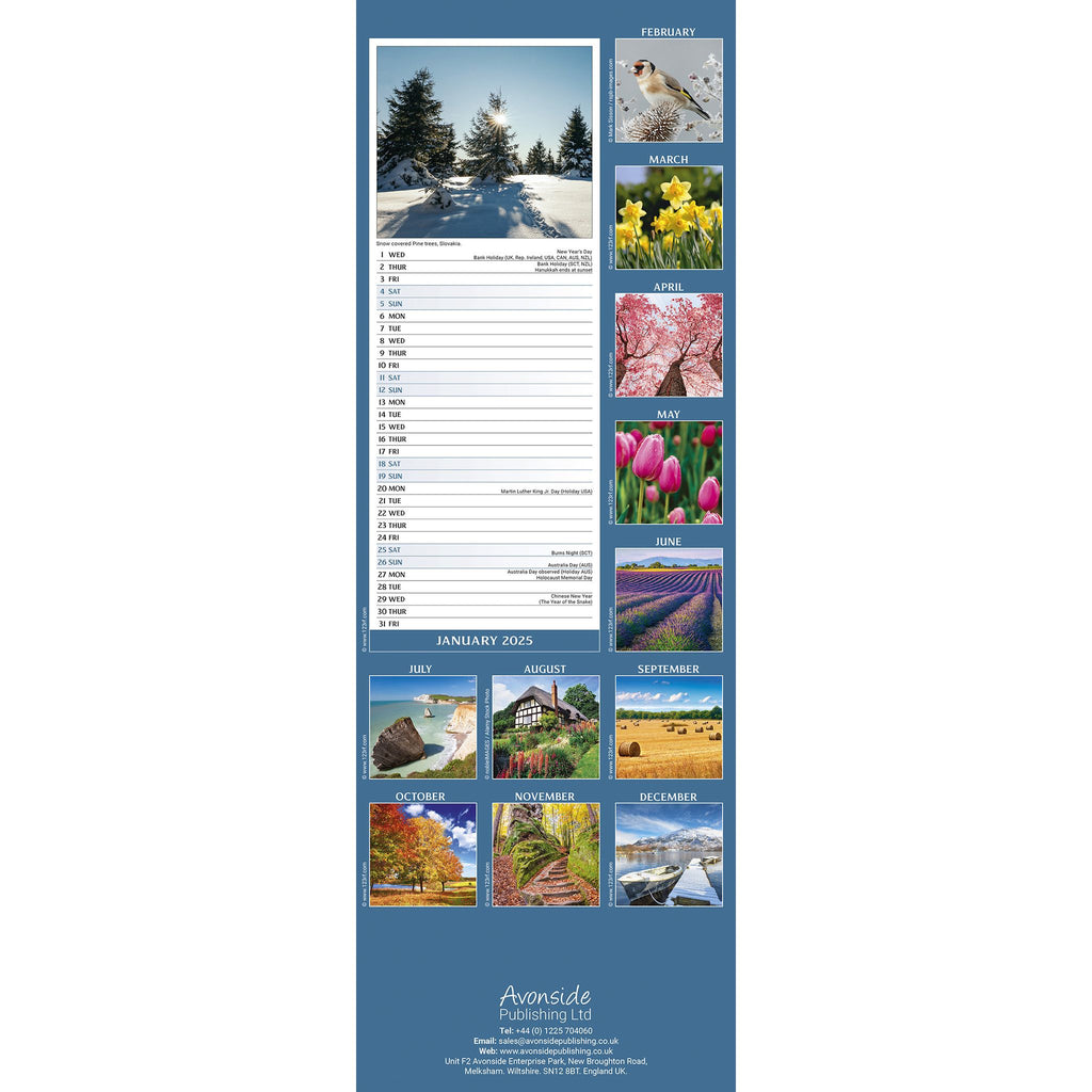 Seasons Calendar 2025 Slimline Avonside Publishing Ltd Slimline Calendar 2025 Amazon