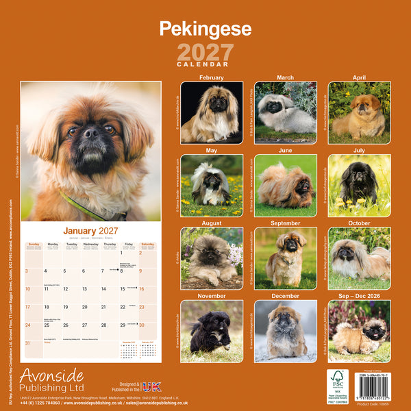 Pekingese Calendar 2027
