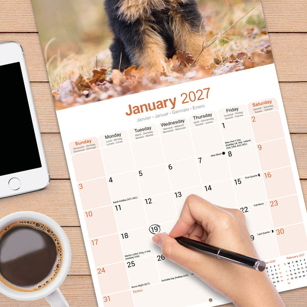 German Shepherd Puppies Calendar 2027