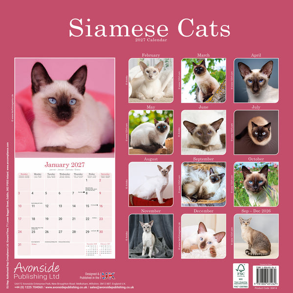 Siamese Cats Calendar 2027