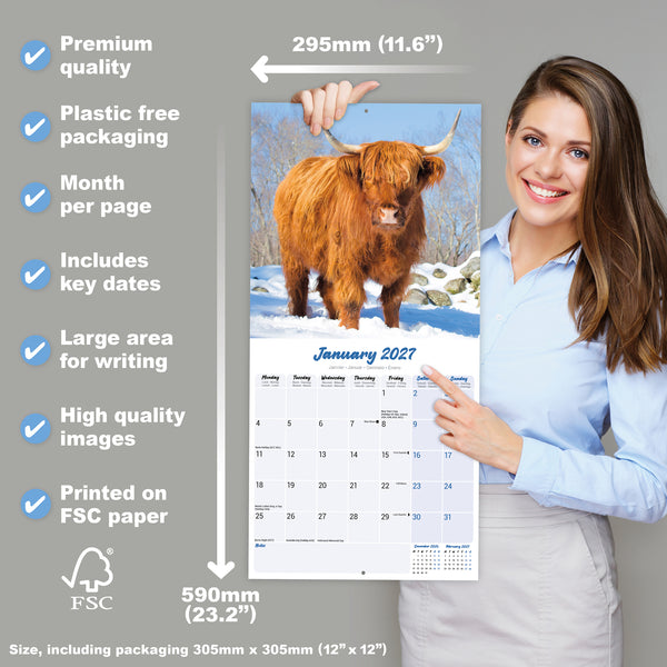 Highland Cows Calendar 2027