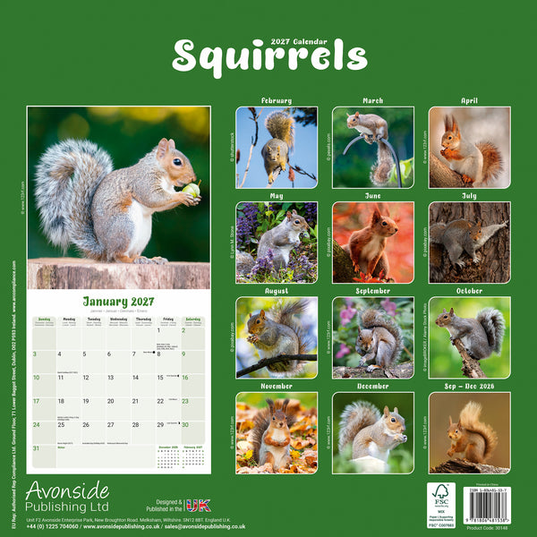Squirrels Calendar 2027