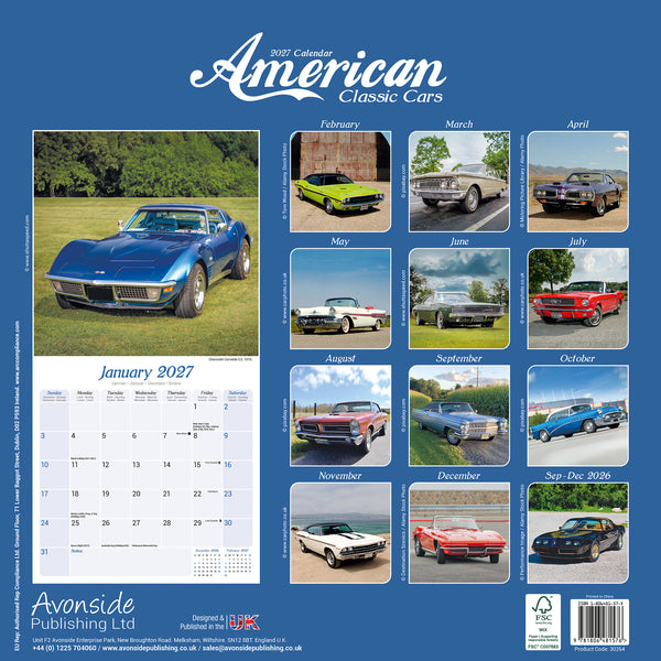 American Classic Cars Calendar 2027