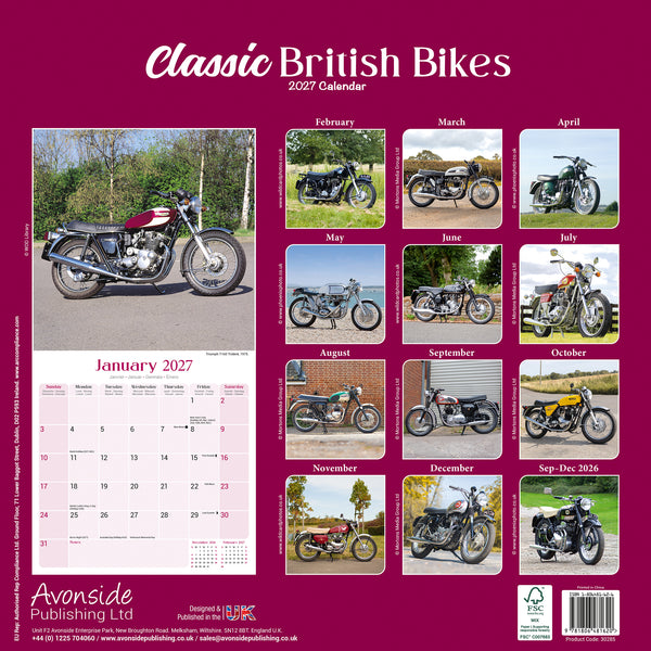 Classic British Bikes Calendar 2027