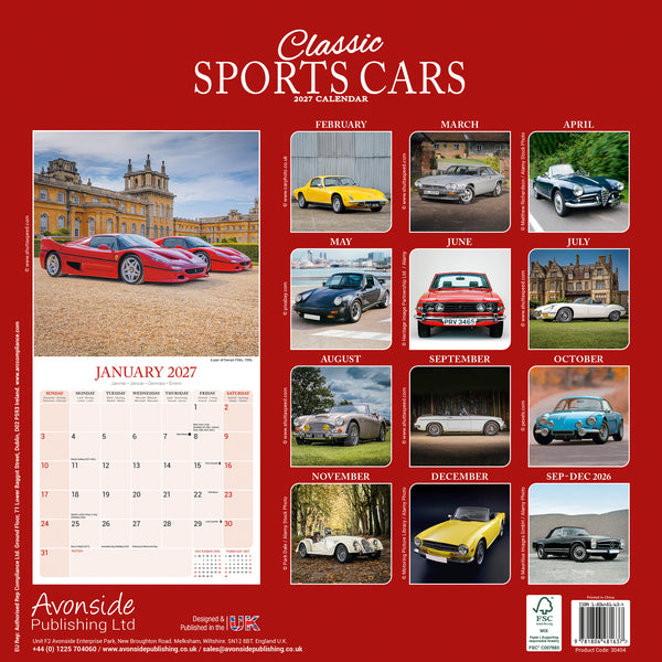 Classic Sports Cars Calendar 2027