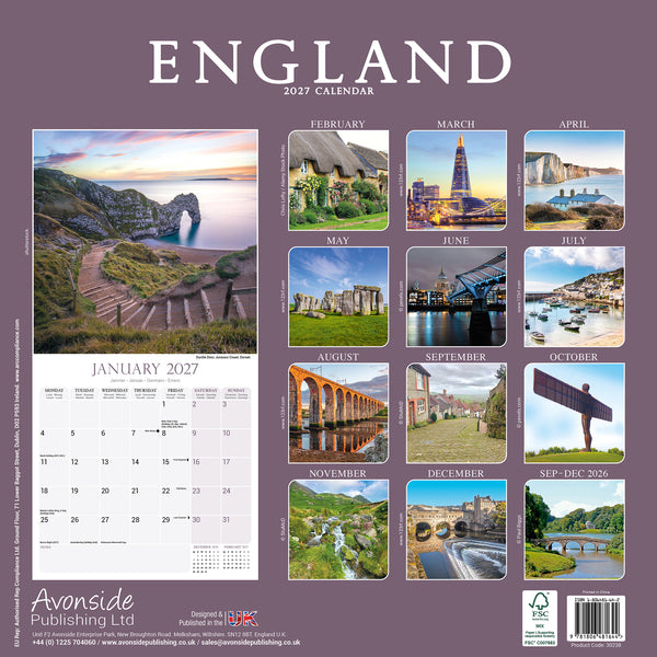 England Calendar 2027