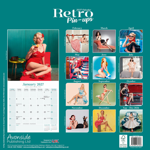 Retro Pin Ups Calendar 2027