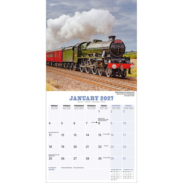 Steam Trains Calendar 2027