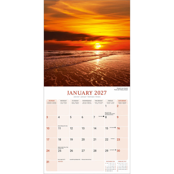 Sunsets Calendar 2027