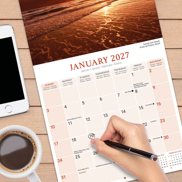 Sunsets Calendar 2027