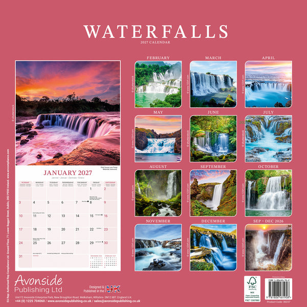 Waterfalls Calendar 2027