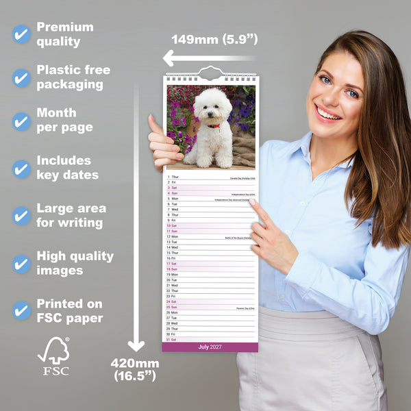 Bichon Frise Calendar 2027 Slimline