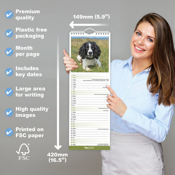 English Springer Spaniel Calendar 2027 Slimline