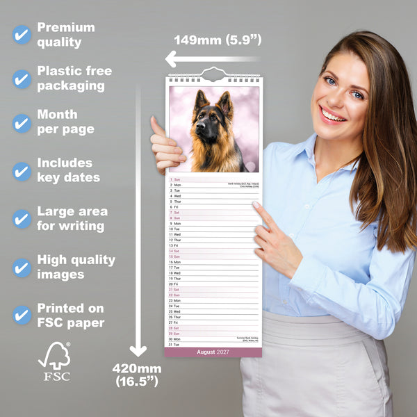 German Shepherd Calendar 2027 Slimline