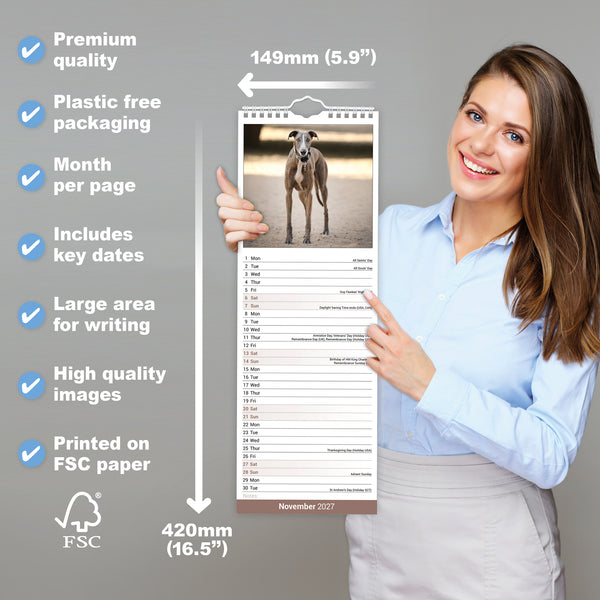 Greyhound Calendar 2027 Slimline