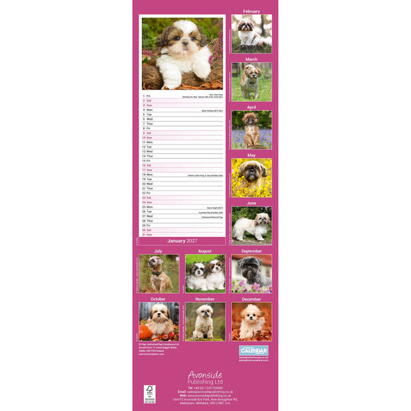 Shih Tzu Calendar 2027 Slimline
