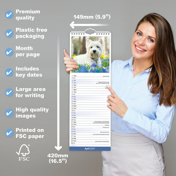 West Highland White Terrier Calendar 2027 Slimline