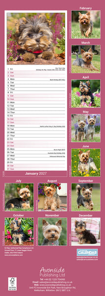 Yorkshire Terrier Calendar 2027 Slimline