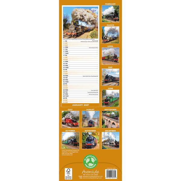 Steam Trains Calendar 2027 Slimline