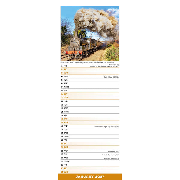 Steam Trains Calendar 2027 Slimline