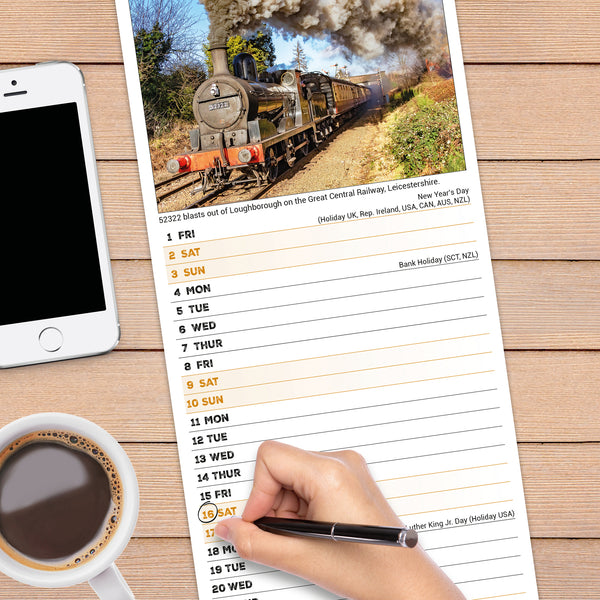 Steam Trains Calendar 2027 Slimline